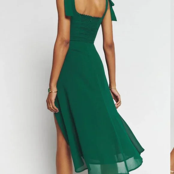 Reformation Twilight Dress in Emerald Green Size 2 - Picture 7 of 8